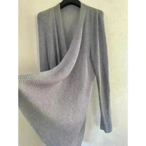 EILEEN FISHER Lavender Wool Cardigan Ribbed Size XS - Picture 3 of 5